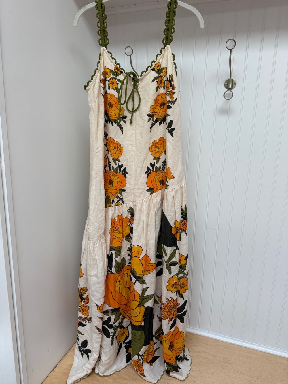 Farm Rio x Anthropologie Sleeveless V-Neck A-Line Maxi Dress Fall Crochet NWOT